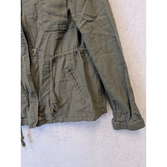 Old Navy Utility Jacket Olive Green Drawstring Waist Cargo Pockets Size S - Picture 5 of 9